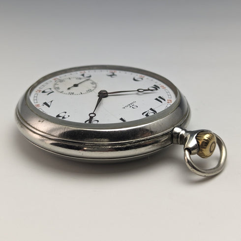 Around 1915 Antique Omega pocket watch silver plated open face works well